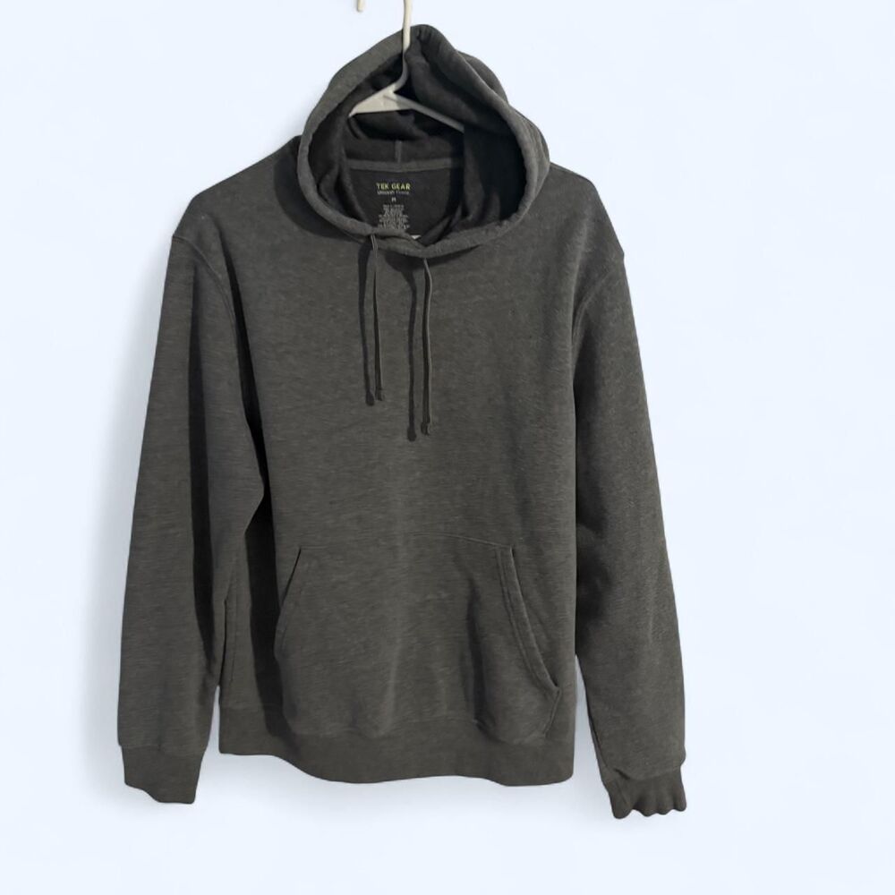 Tek Gear Hoodie Male M Gray Ultrasoft Fleece Solid Long Sleeve Pocket Pullover